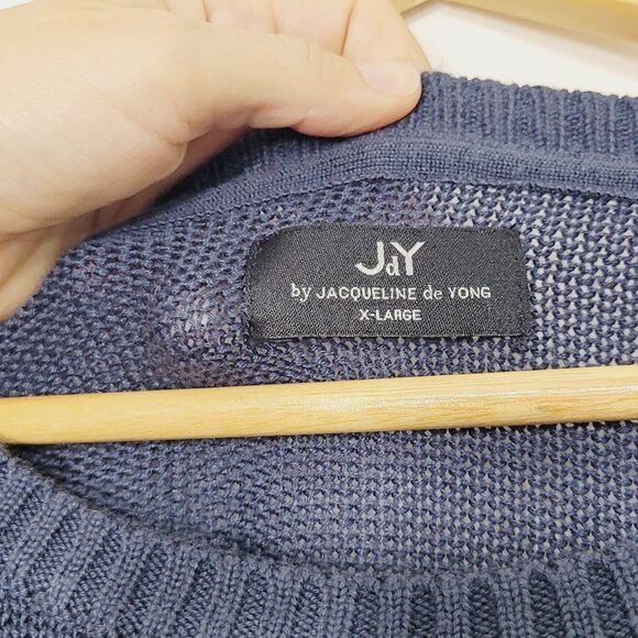 Jacqueline de Yong Women's Blue Crew Neck Pullover Long Sleeve Sweater Size XL - Picture 6 of 11